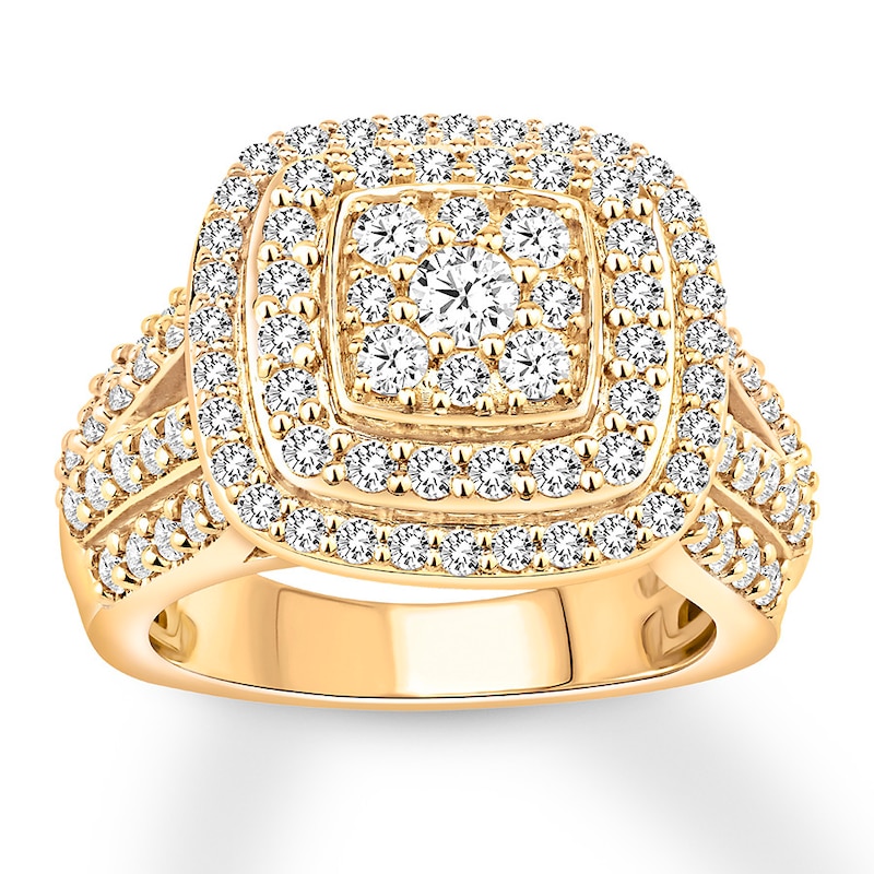 Round-cut Diamond Engagement Ring 2 carats tw Yellow Gold Plated