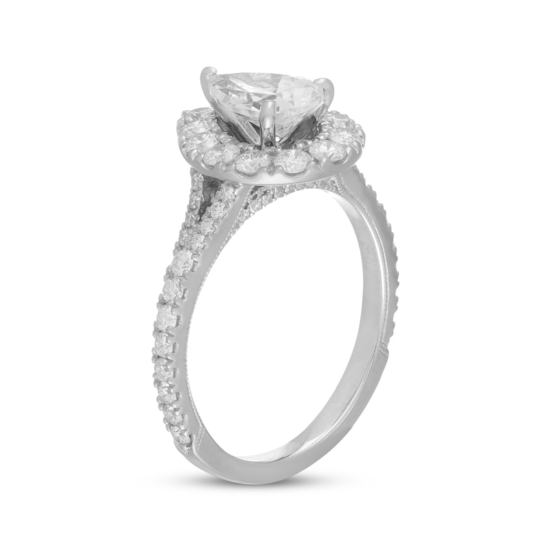 Neil Lane Diamond Engagement Ring 1-7/8 ct tw Pear & Round-cut White Gold Plated - Size 4.5