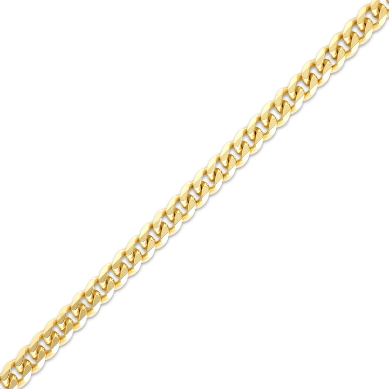Diamond-Cut Solid Curb Chain Necklace 4.2mm Yellow Gold Plated 20”