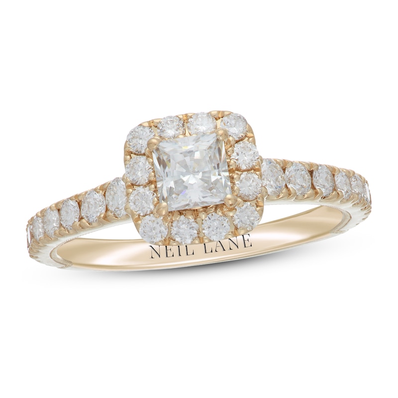 Neil Lane Diamond Engagement Ring 1-1/8 ct tw Princess & Round-cut Yellow Gold Plated