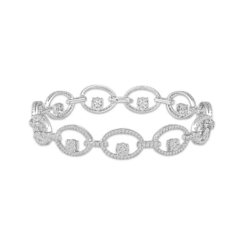 Diamond Oval-Link Bracelet 2 ct tw White Gold Plated 7"