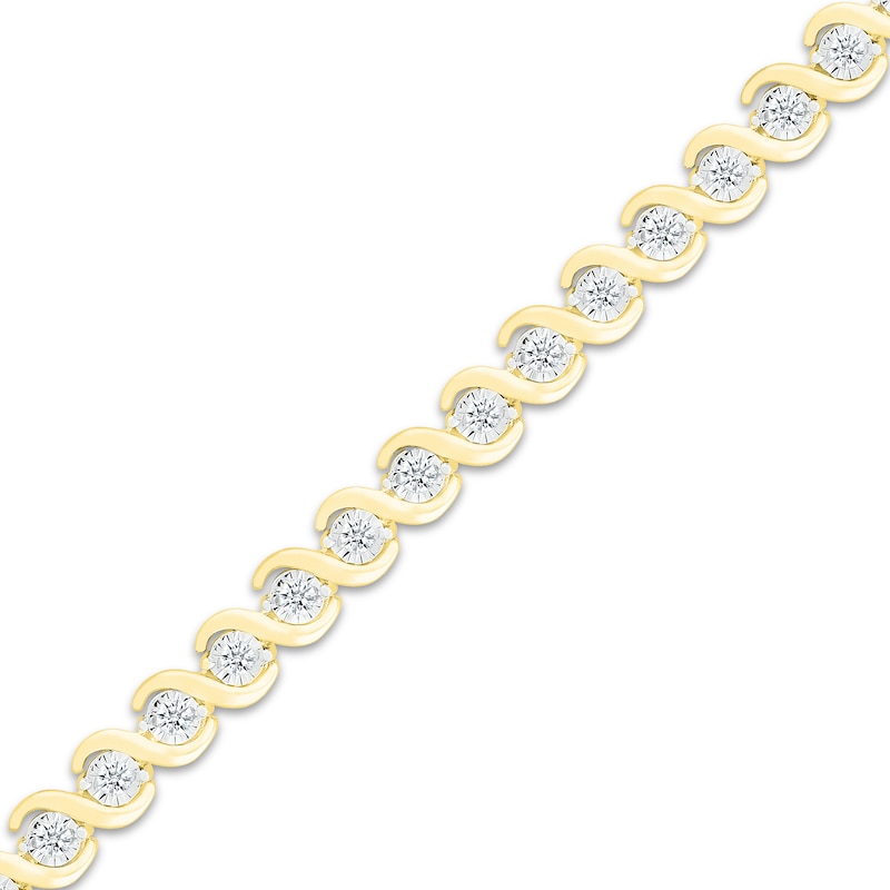 Diamond Bracelet 1 ct tw Yellow Gold Plated 7"