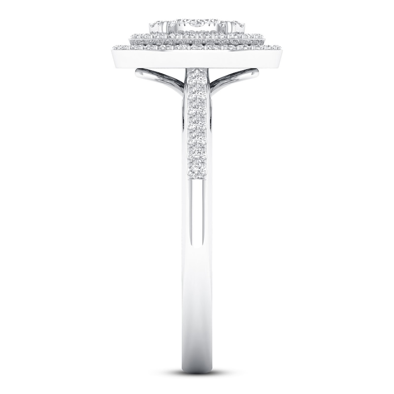 Diamond Engagement Ring 3/8 ct tw Round-cut White Gold Plated