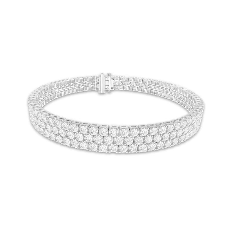 Lab-Created Diamonds by Triple-Row Bracelet 10 ct tw White Gold Plated 7.25"