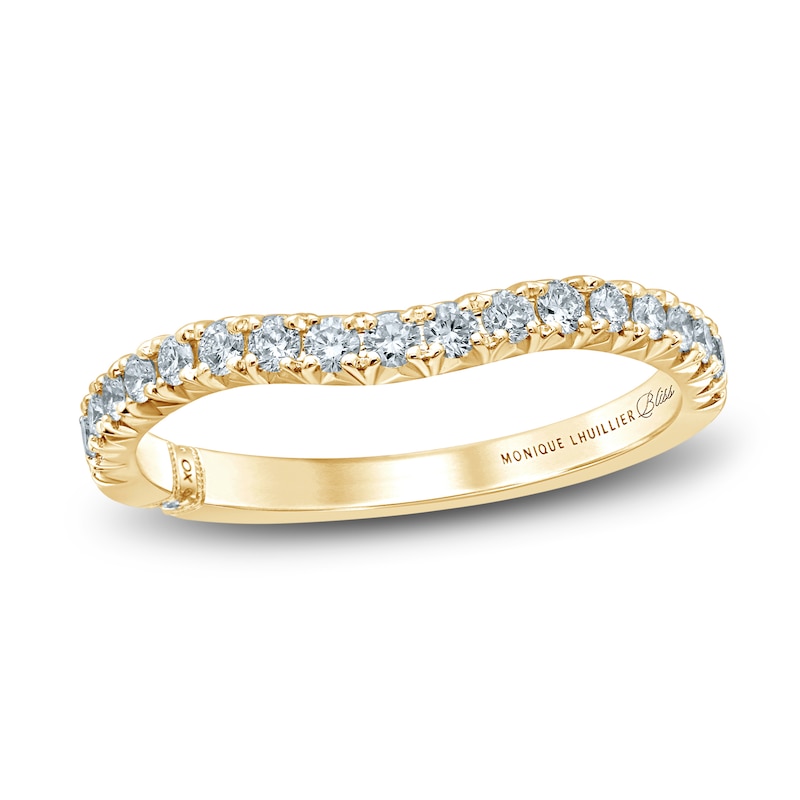 Monique Lhuillier Bliss Diamond Contour Wedding Band 1/3 ct tw Round-cut Yellow Gold Plated