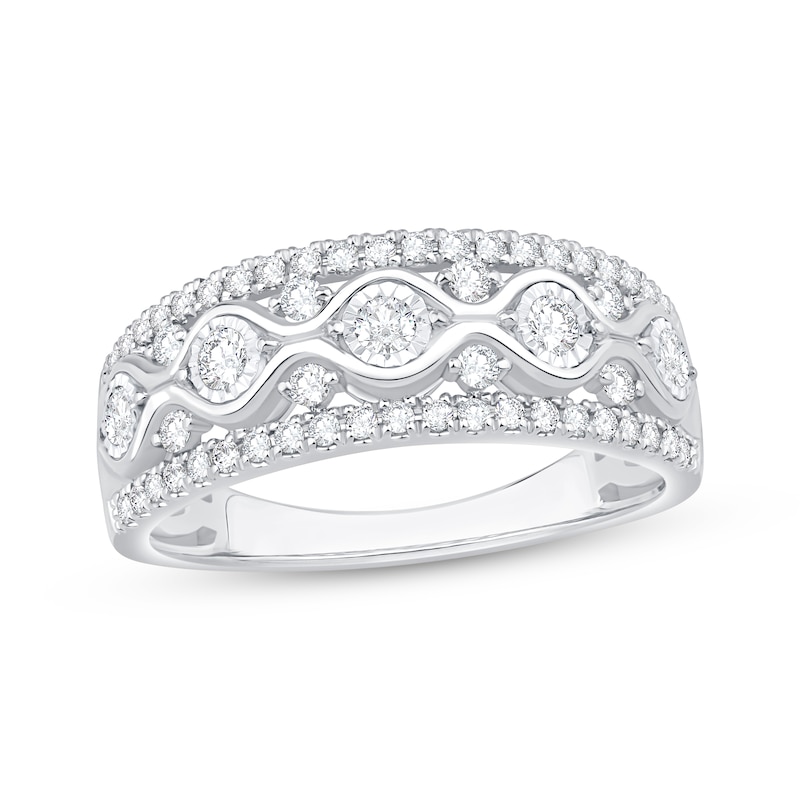 Diamond Wave Anniversary Band 1/2 ct tw White Gold Plated