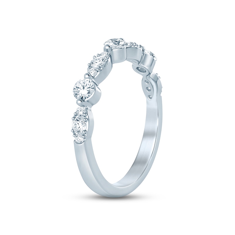 Diamond Anniversary Ring 1/2 ct tw Round-cut White Gold Plated