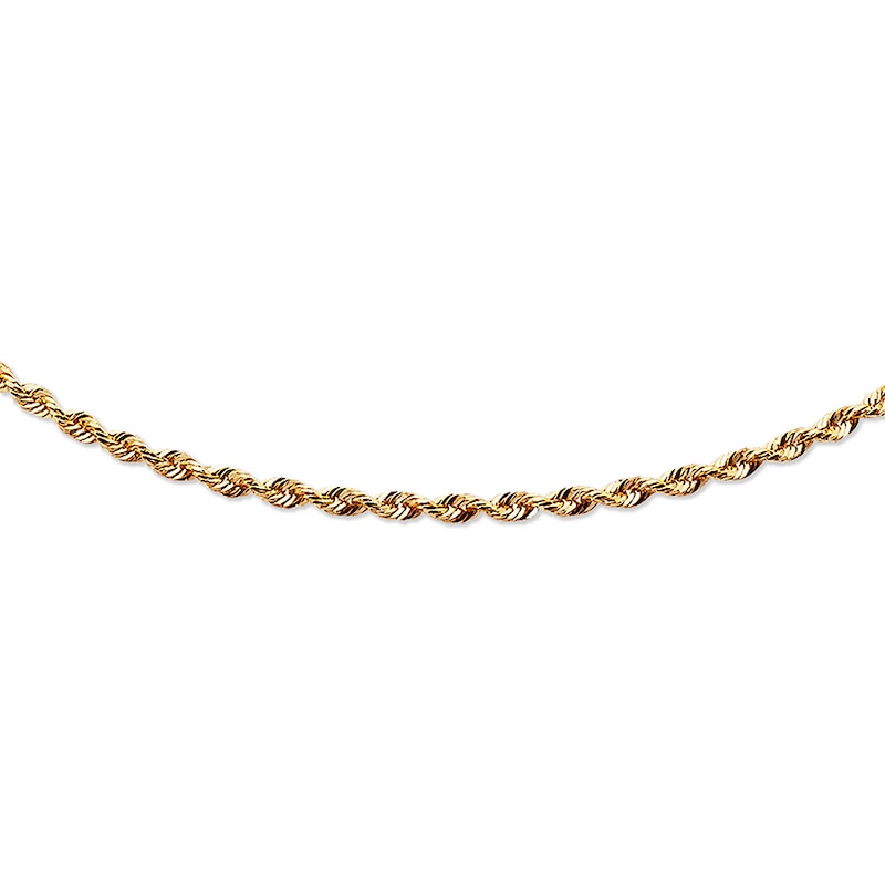 Solid Rope Chain Necklace Yellow Gold Plated 24"