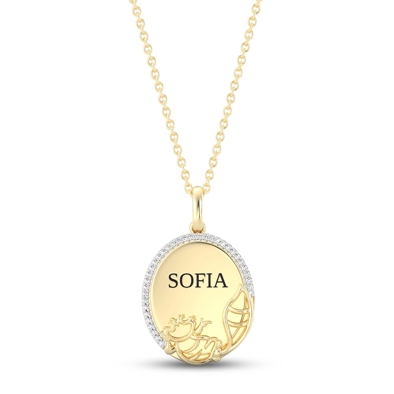 Treasures Wonderland "Cheshire Cat" Diamond Necklace 1/15 ct tw Yellow Gold Plated 17"