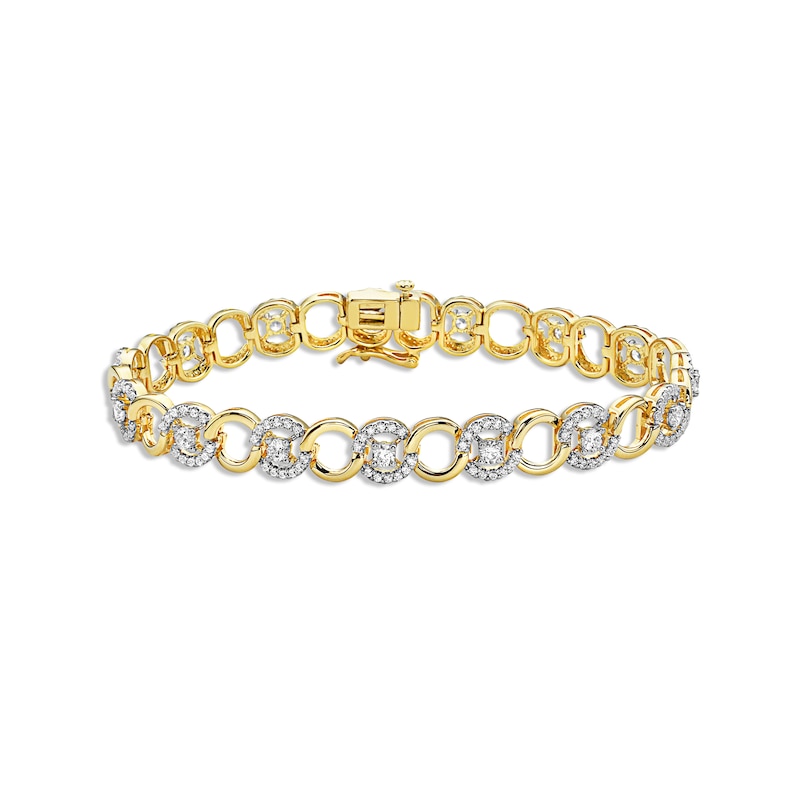 Lab-Created Diamonds by Circle Link Bracelet 2 ct tw Yellow Gold Plated 7"