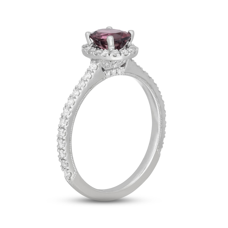 Neil Lane Diamond & Pink Tourmaline Engagement Ring 1/2 ct tw White Gold Plated