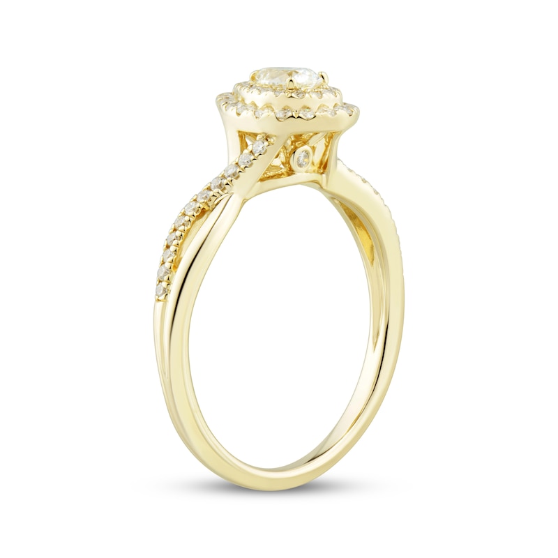 Diamond Engagement Ring 1/2 ct tw Pear & Round-cut Yellow Gold Plated