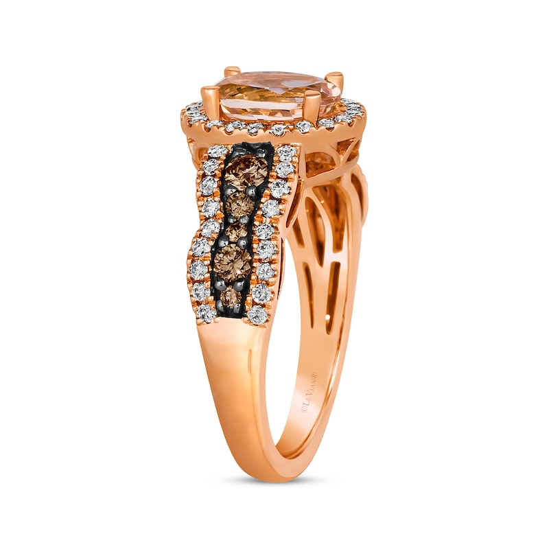 Le Vian Chocolate Waterfall Round-Cut Morganite Ring 3/4 ct tw Diamonds Strawberry Gold Plated