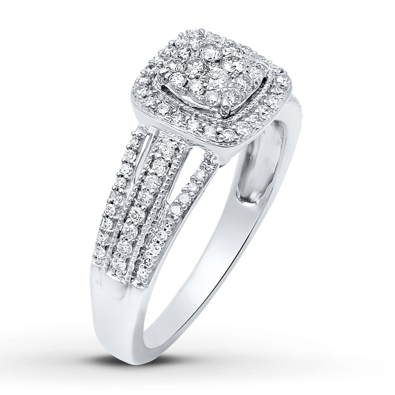Ring 1/2 ct tw Diamonds White Gold Plated