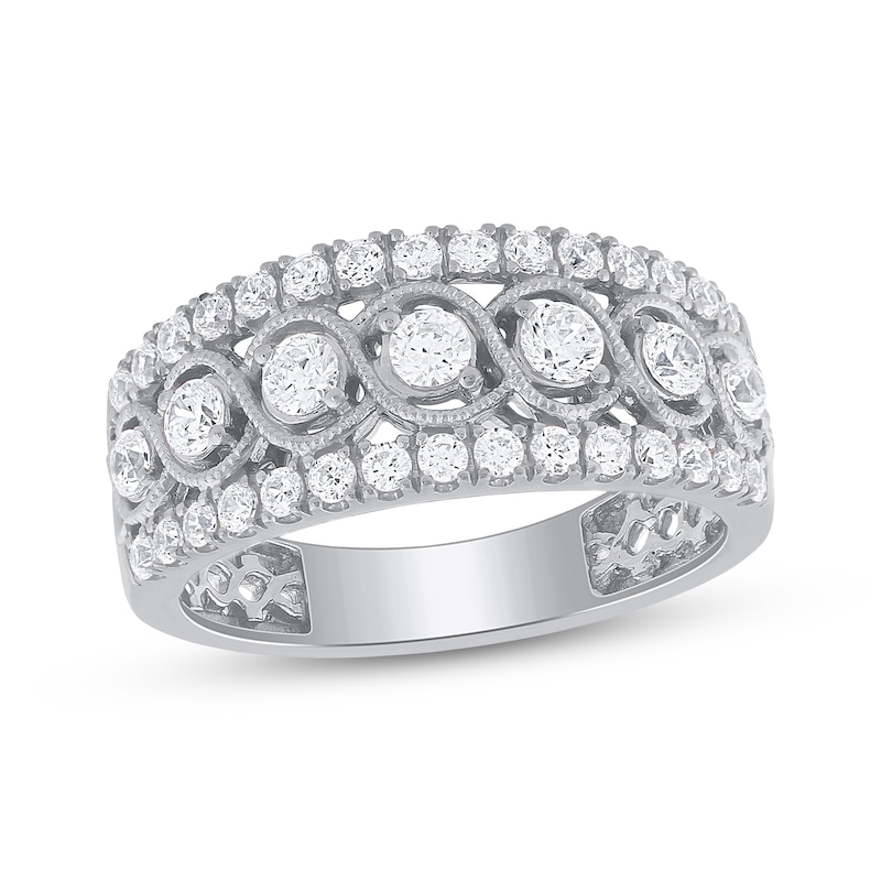 Diamond Anniversary Band 1 ct tw Round-Cut White Gold Plated