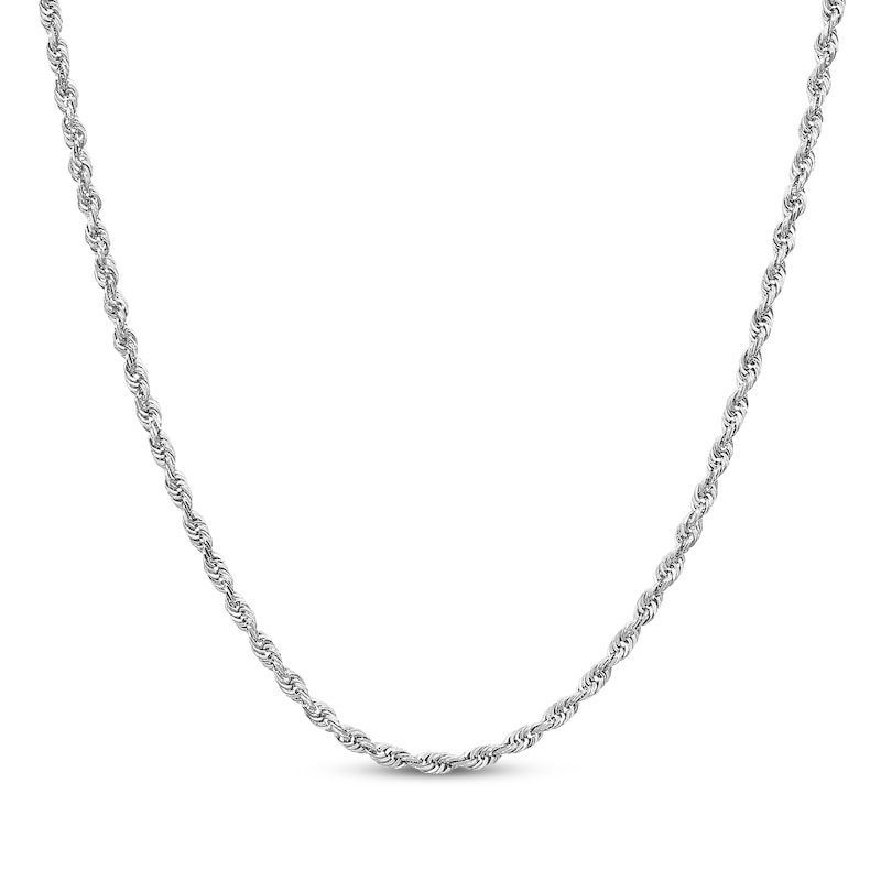 Solid Glitter Rope Chain Necklace 3mm White Gold Plated 20"