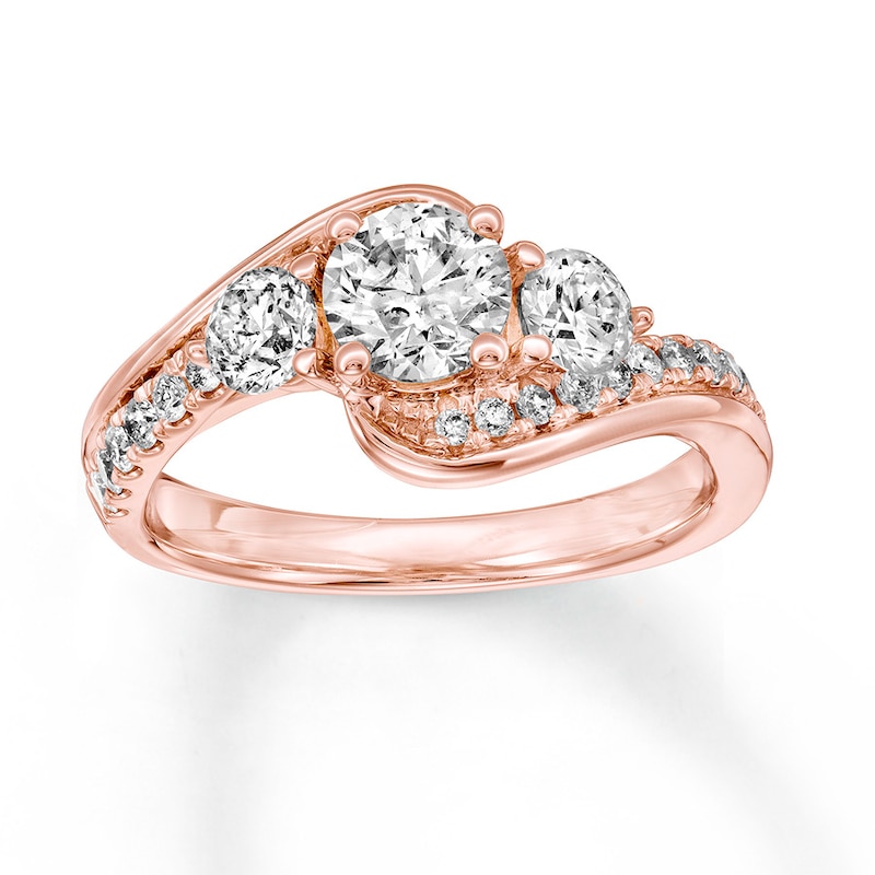 Diamond Engagement Ring 1-3/8 ct tw Round-cut Rose Gold Plated