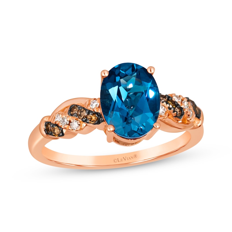 Le Vian Topaz Ring 1/8 ct tw Diamonds Strawberry Gold Plated