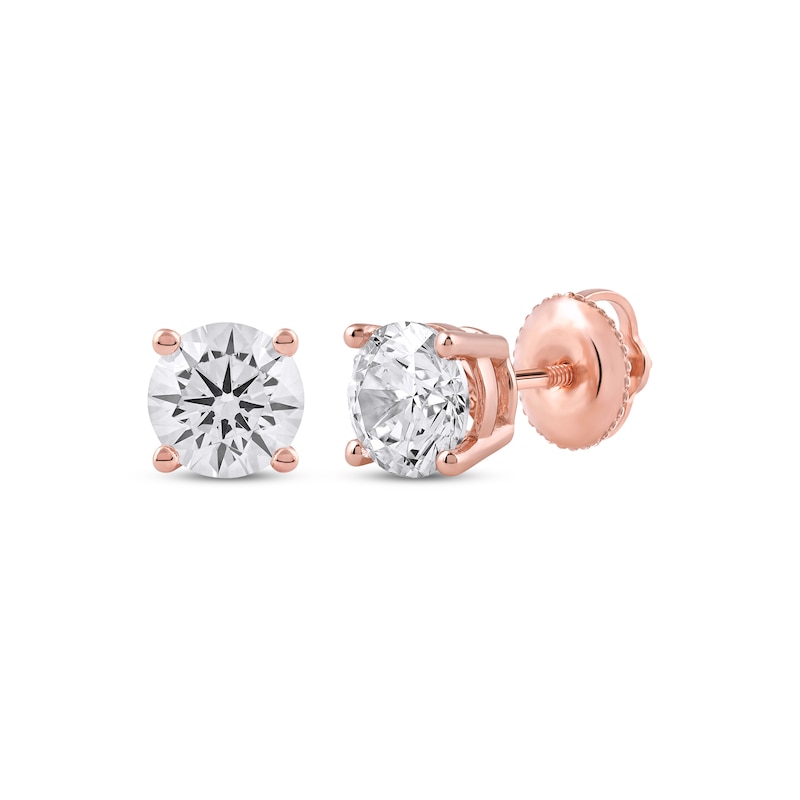 Lab-Created Diamonds by Round-Cut Solitaire Stud Earrings 1-1/2 ct tw Rose Gold Plated