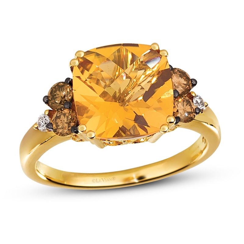 Le Vian Citrine Ring 3/8 ct tw Diamonds Honey Gold Plated