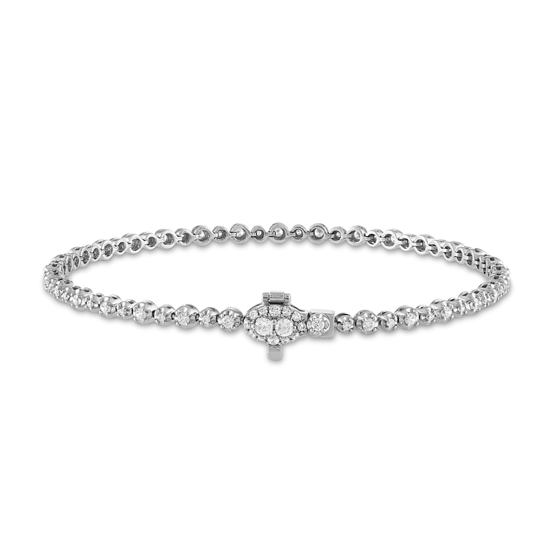 Forever Connected Diamond Bracelet 1 ct tw Round-Cut White Gold Plated 7.25"