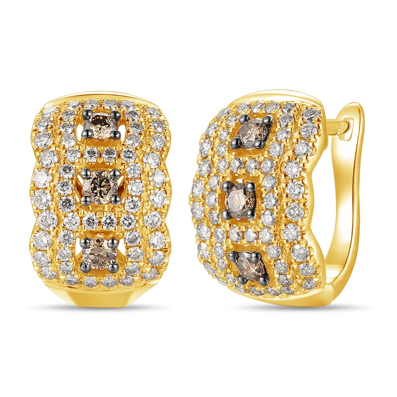 Le Vian Diamond Huggie Earrings 1-1/8 ct tw Honey Gold Plated