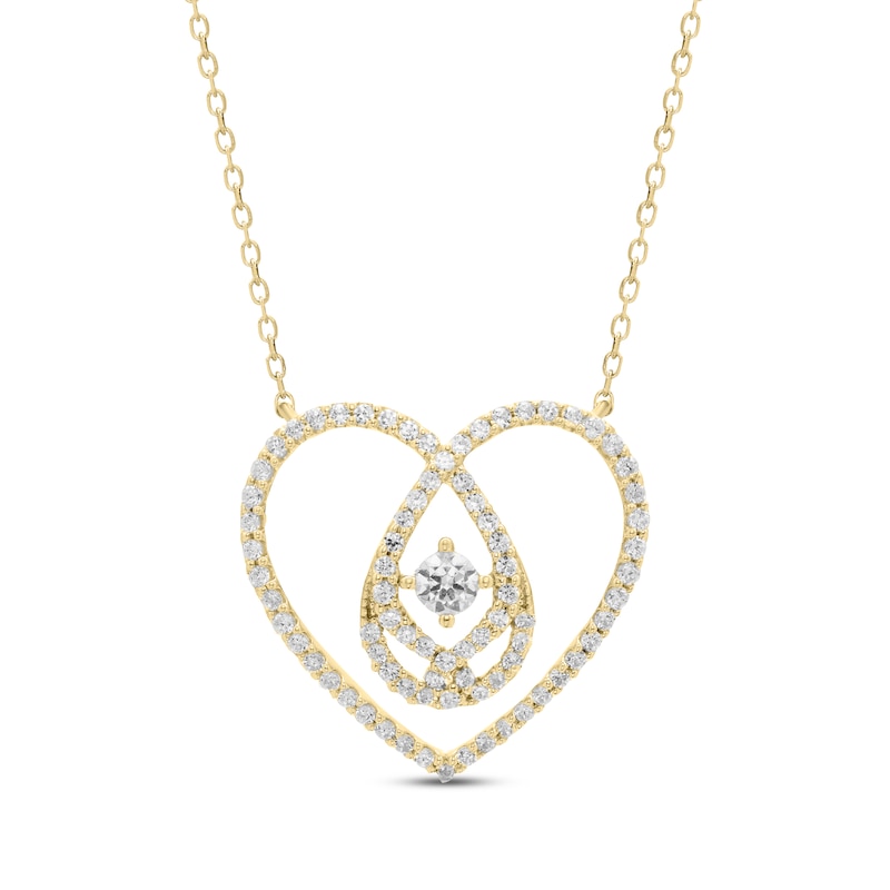 Love Entwined Diamond Heart Necklace 1/2 ct tw Yellow Gold Plated 18"