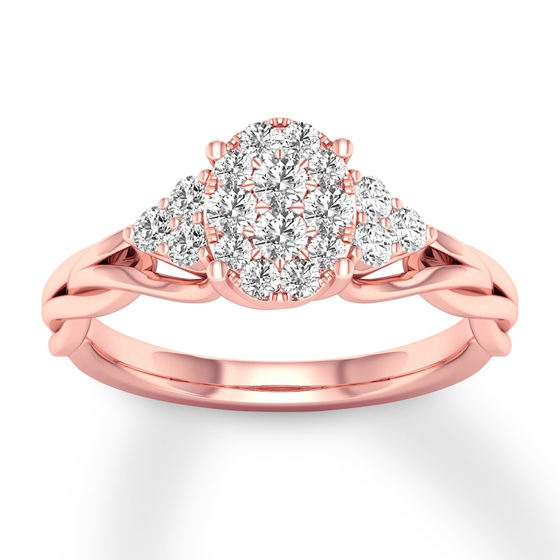 Diamond Engagement Ring 1/2 ct tw Round-cut Rose Gold Plated