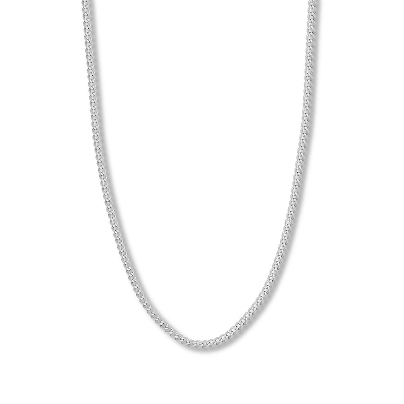 22" Solid Curb Chain White Gold Plated Appx. 4.4mm