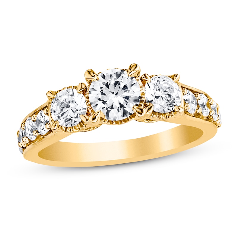 3-Stone Diamond Ring 1/2 ct tw Round-cut Yellow Gold Plated