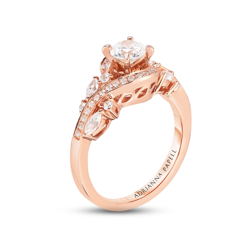 Adrianna Papell Diamond Engagement Ring 1 ct tw Round & Marquise-cut Rose Gold Plated