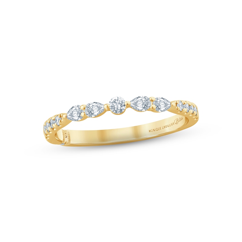 Monique Lhuillier Bliss Diamond Anniversary Band 1/3 ct tw Round & Pear-shaped Yellow Gold Plated