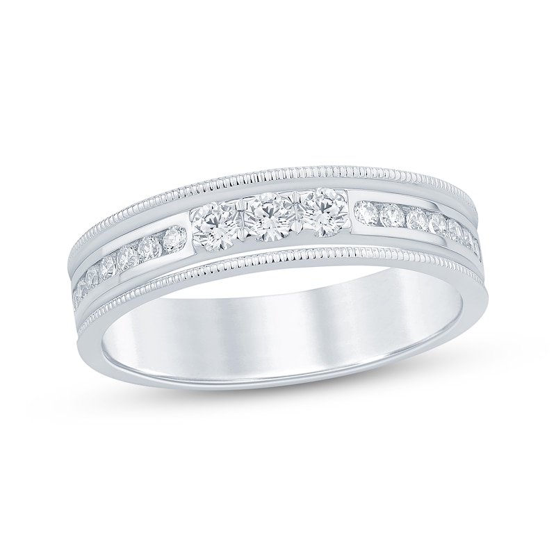 Vintage-Style Round-Cut Diamond Anniversary Band 1/3 ct tw White Gold Plated