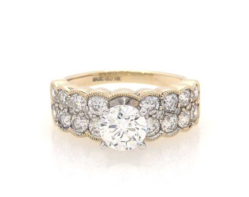 Diamond Engagement Ring 2-1/2 ct tw Round Two-Tone Gold Plated