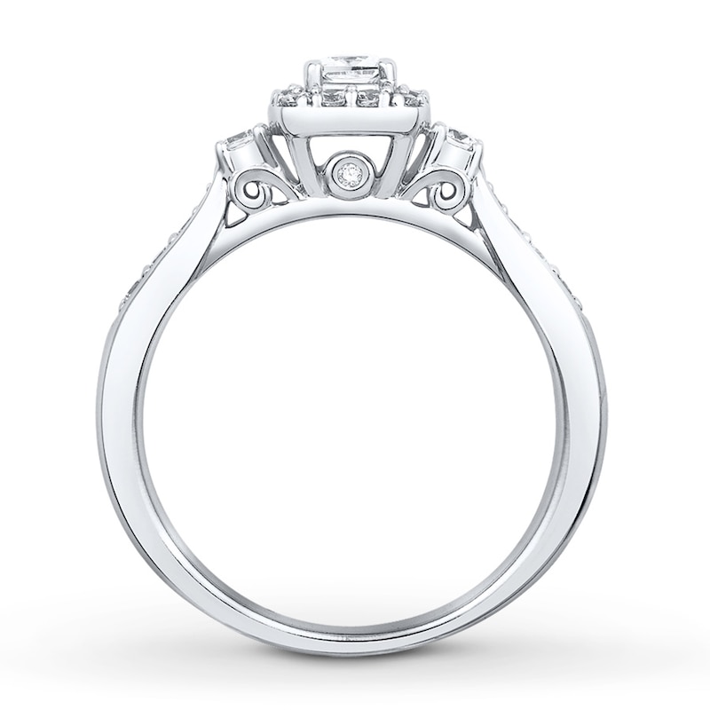 Engagement Ring 1/2 ct tw Diamonds White Gold Plated