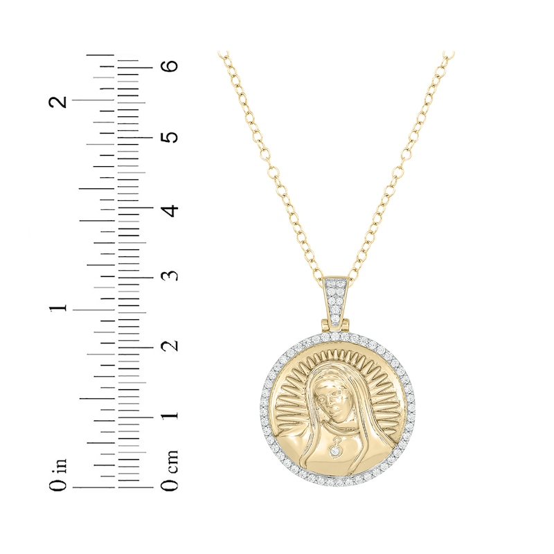 Round-Cut Diamond Our Lady of Guadalupe Round Necklace 1/2 ct tw Yellow Gold Plated 18"