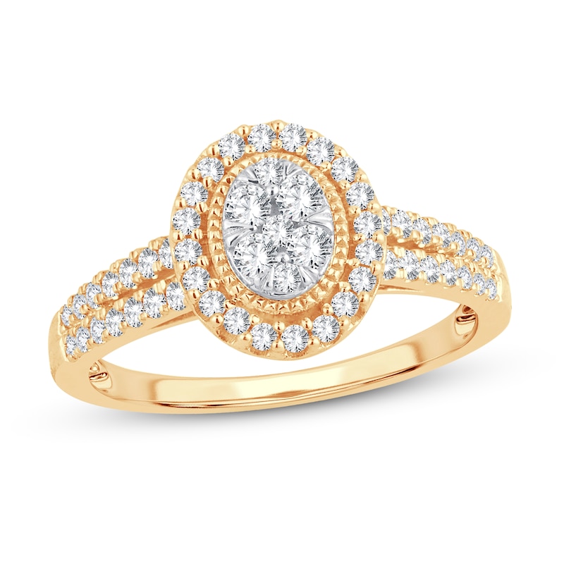 Multi-Diamond Engagement Ring 1/2 ct tw Round-cut Yellow Gold Plated