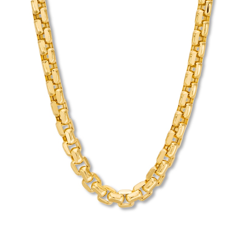Box Chain Necklace Yellow Gold Plated 24"
