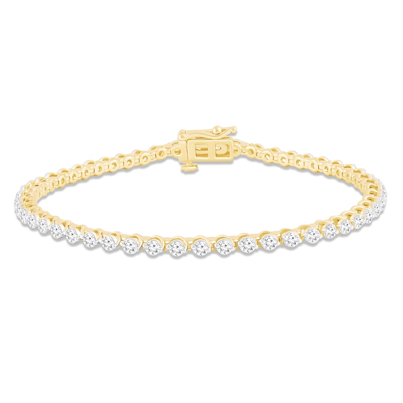 Lab-Created Diamonds by Tennis Bracelet 3 ct tw Yellow Gold Plated 7.25"