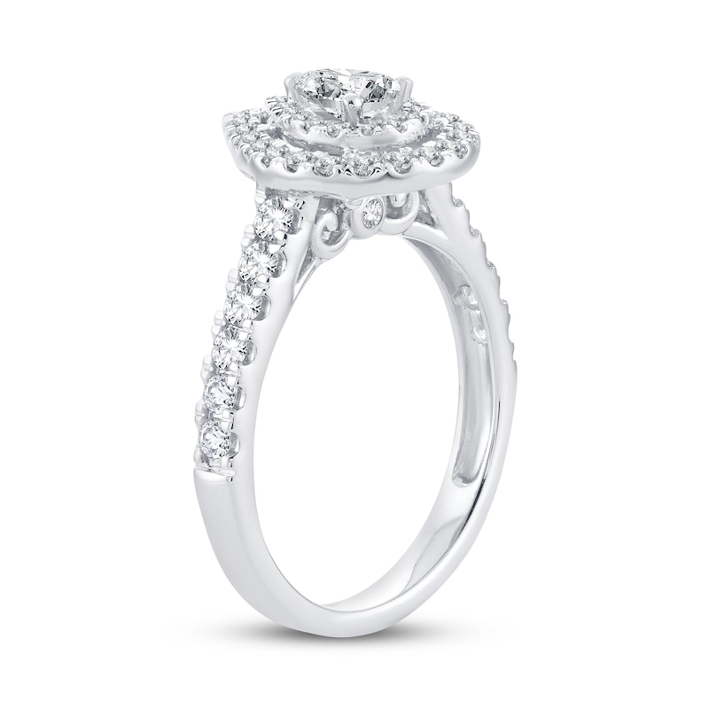Diamond Engagement Ring 1 ct tw Pear & Round White Gold Plated