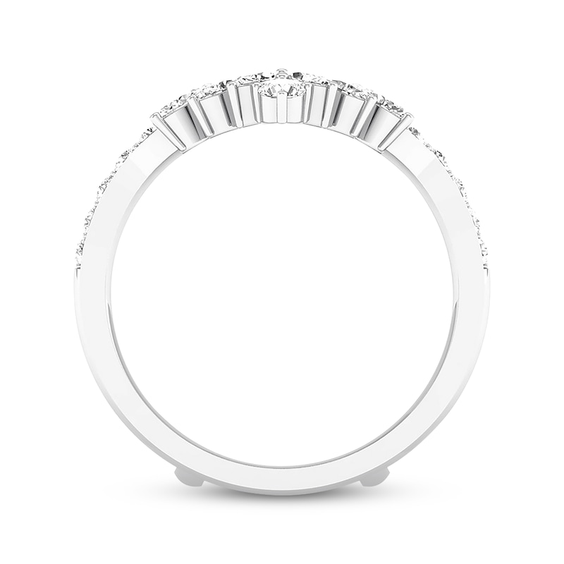 Diamond Enhancer Ring 3/4 ct tw Marquise/Round White Gold Plated