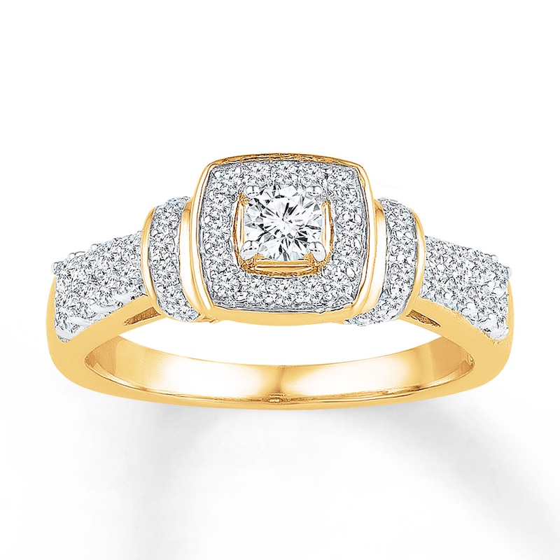 Engagement Ring 5/8 ct tw Diamonds Yellow Gold Plated