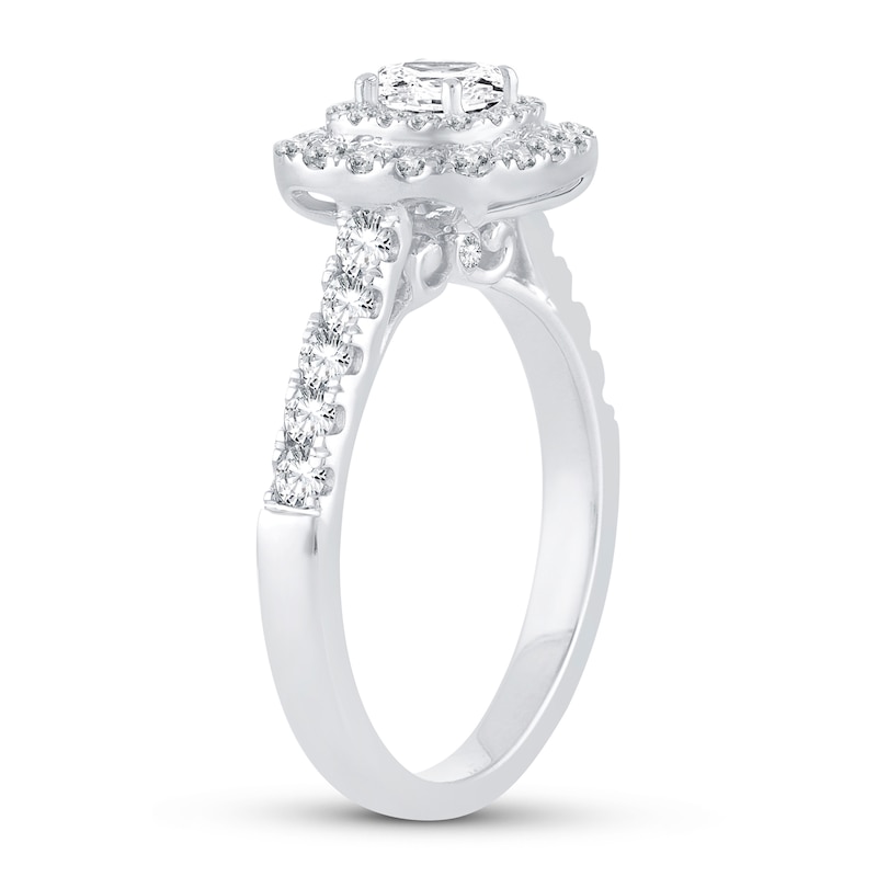 Diamond Engagement Ring 1 ct tw Princess/Round White Gold Plated