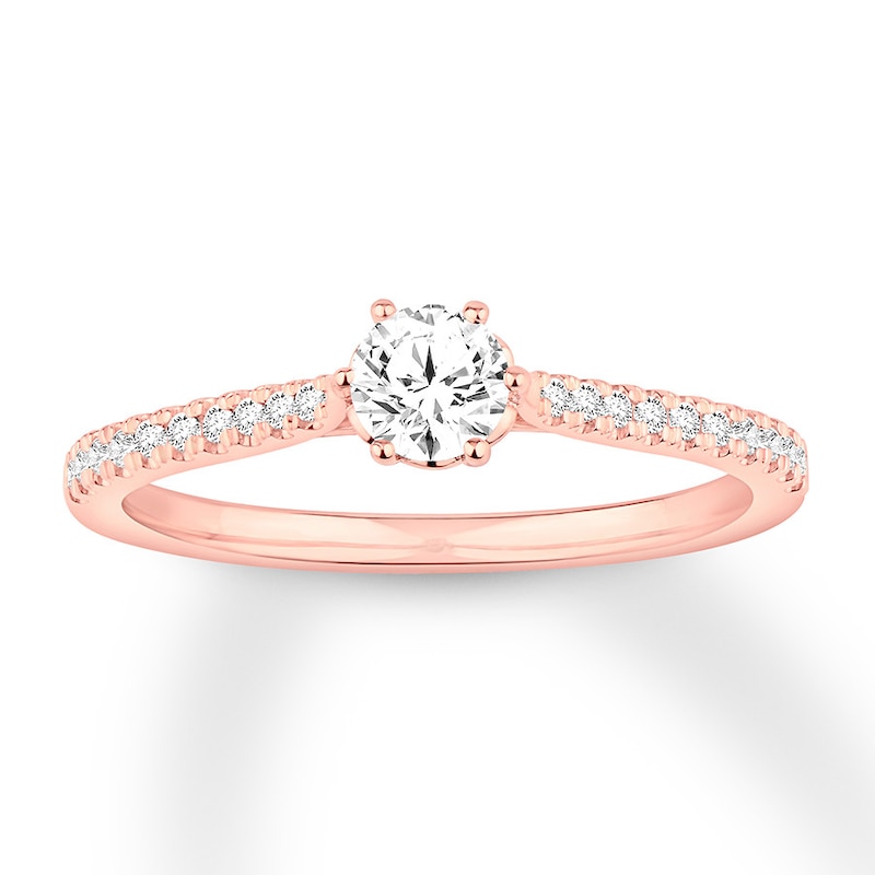 Diamond Engagement Ring 3/8 ct tw Round-cut Rose Gold Plated