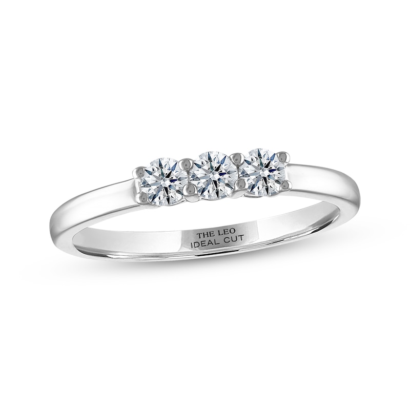 THE LEO Ideal Cut Diamond Wedding Band 1/3 ct tw White Gold Plated
