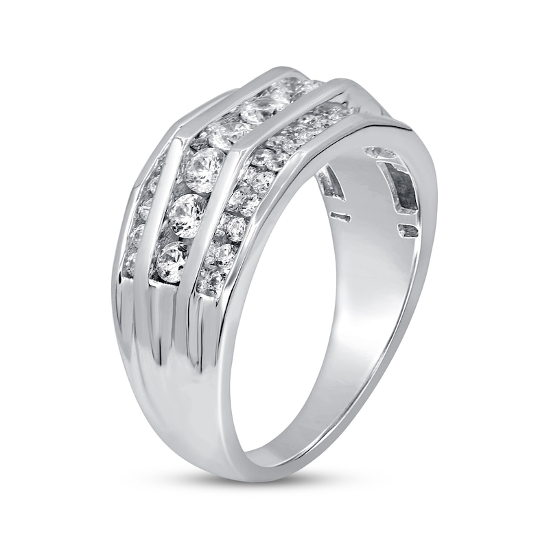 Men's Diamond Wedding Ring 1-1/2 ct tw White Gold Plated