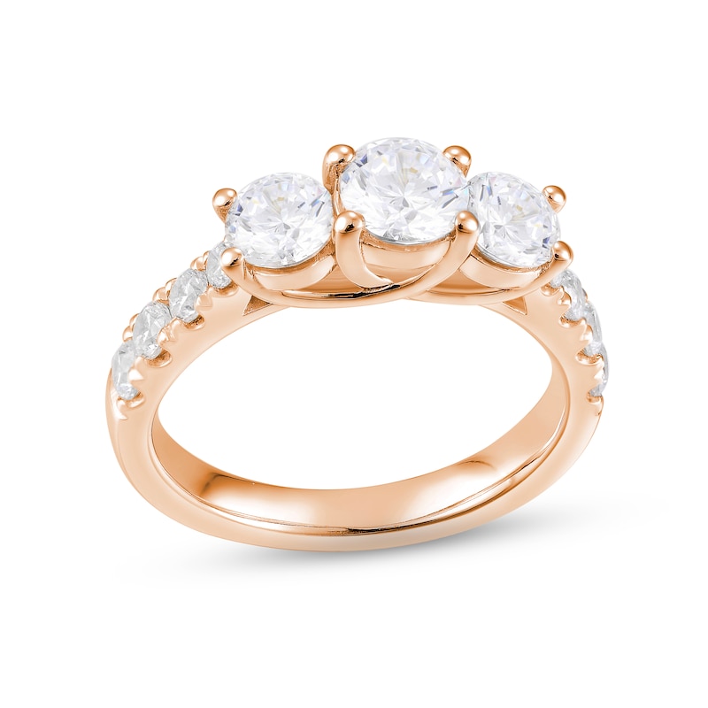Diamond Three-Stone Engagement Ring 2 ct tw Round-cut Rose Gold Plated