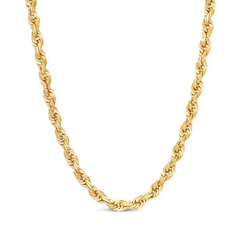 Solid Glitter Rope Chain Necklace 4.4mm Yellow Gold Plated 22"