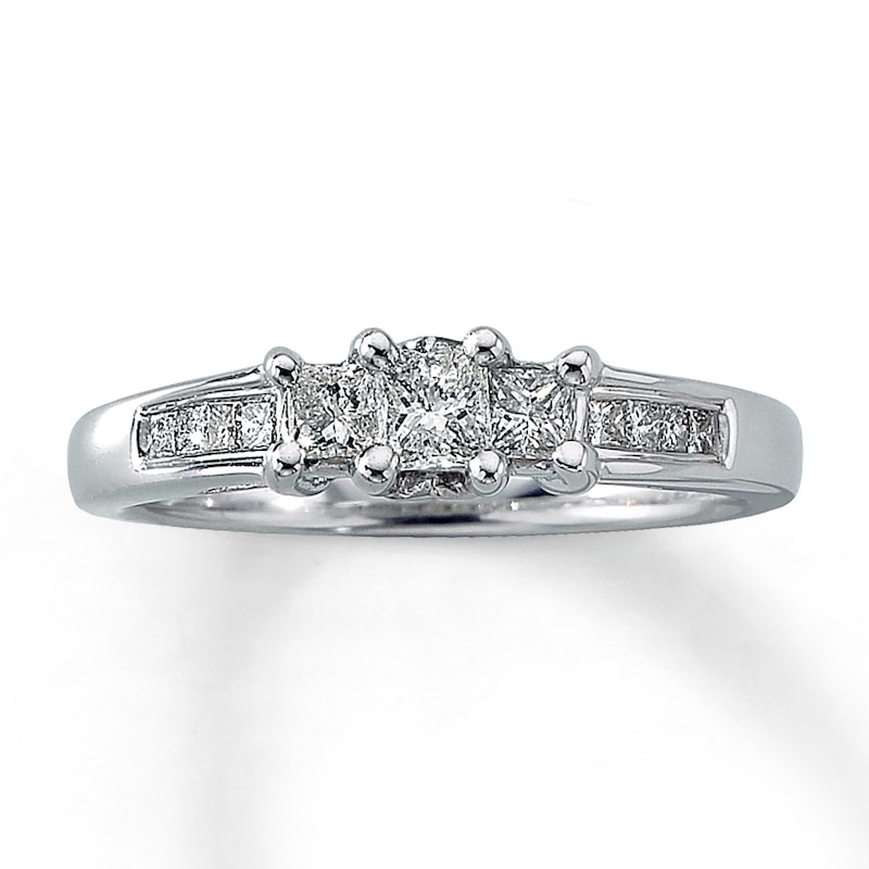 Anniversary Ring 1/2 ct tw Princess-cut Diamonds White Gold Plated