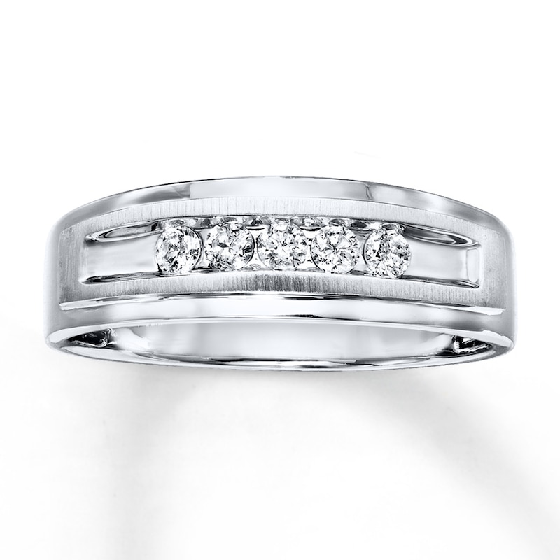 Men's Diamond Band 1/4 ct tw Round-cut White Gold Plated